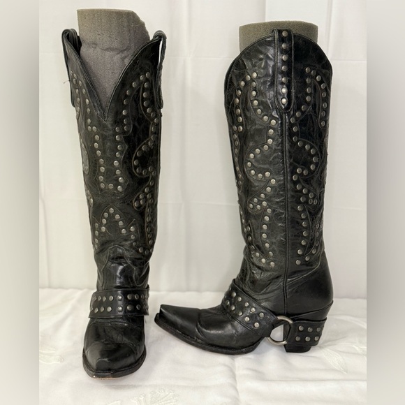 LANE Studded Black Leather Boots! - Picture 1 of 13